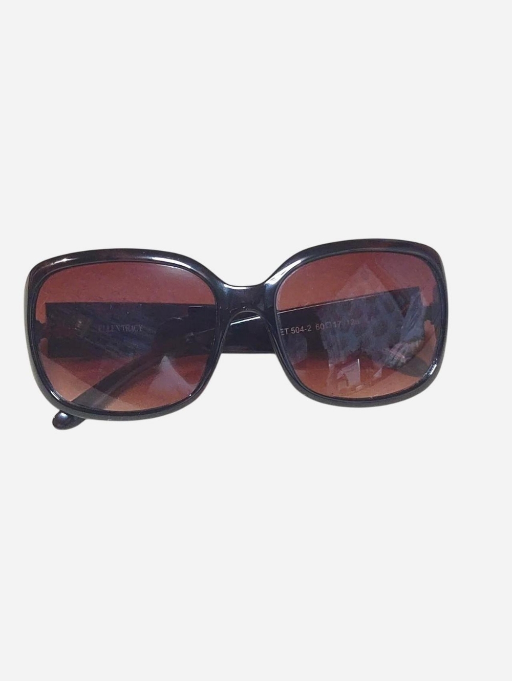 Ellen Tracy Tortoise Dark Brown Lens Women’s Sunglasses ET 504-2 60 17 125 Good